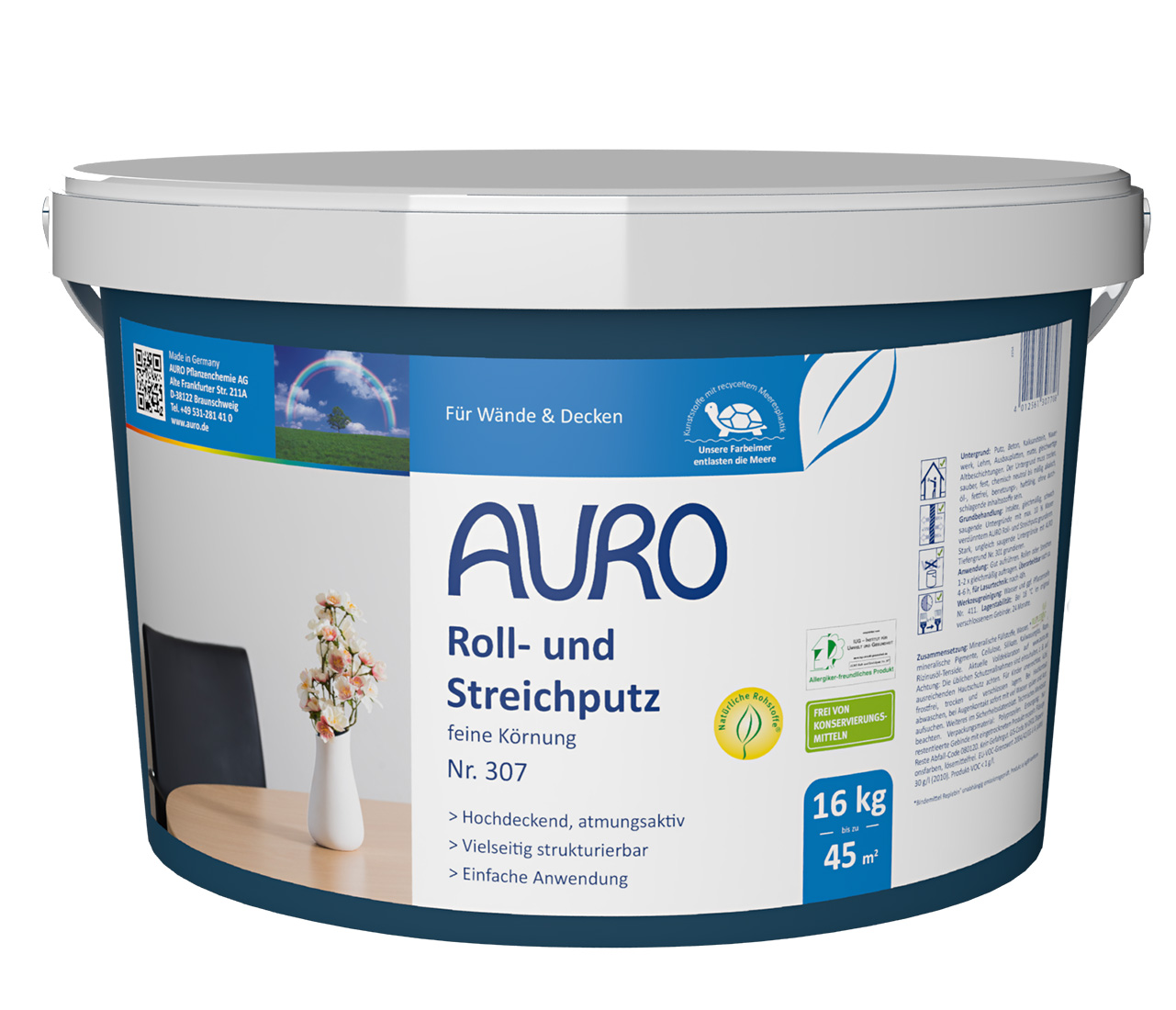 AURO Roll- und Streichputz feine Körnung 307 - 16 kg