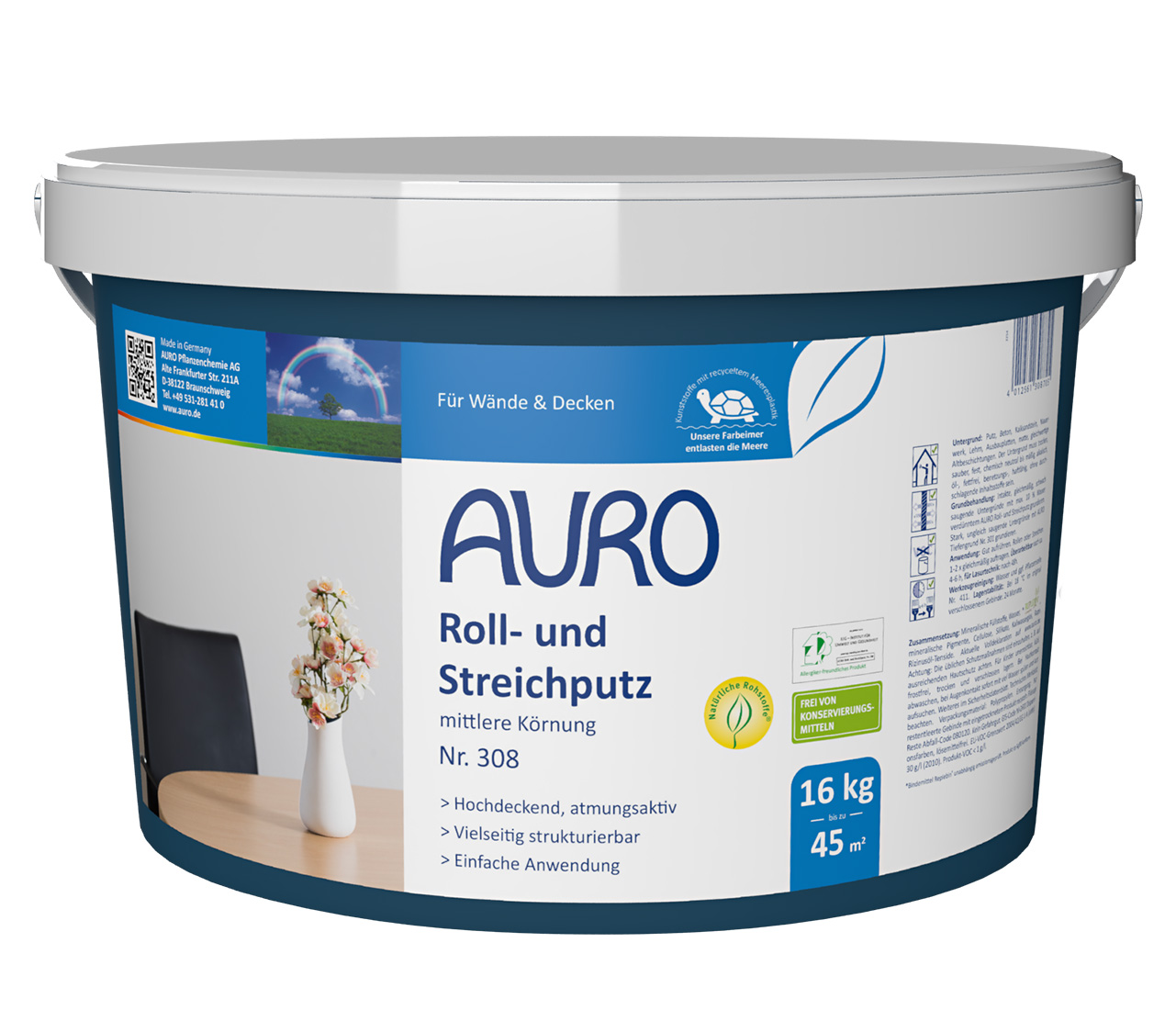 AURO Roll- und Streichputz mittlere Körnung 308 - 16 kg